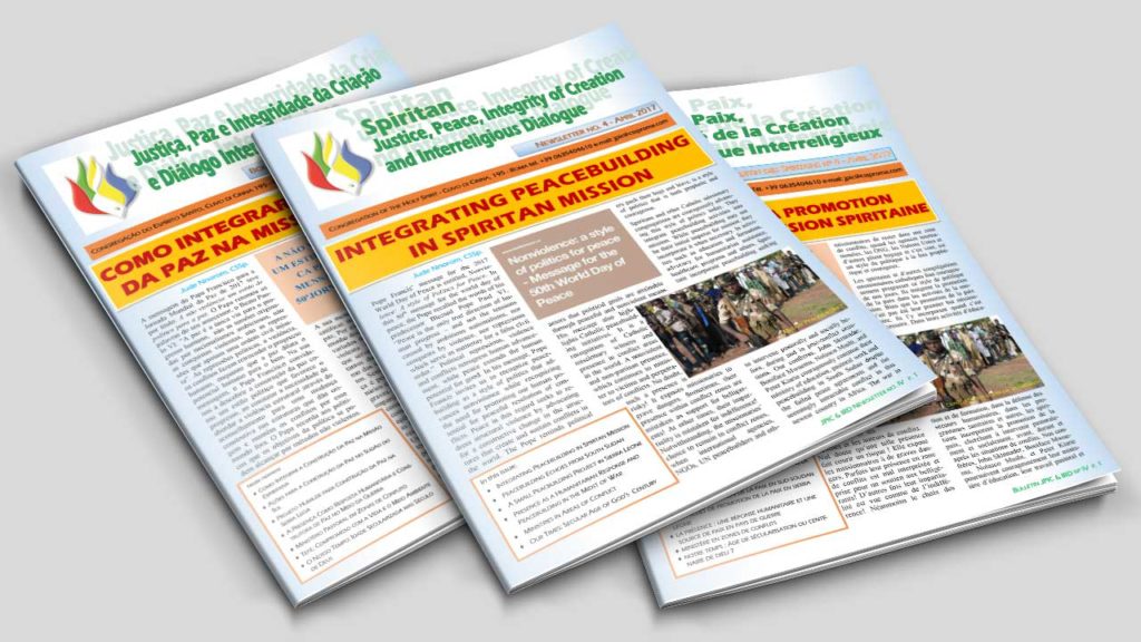 Justiça, Paz, Integridade da Criação e Diálogo Interreligioso: COMO INTEGRAR A CONSTRUÇÃO DA PAZ NA MISSÃO ESPIRITANA ♦ AÇÕES PARA A CONSTRUÇÃO DA PAZ NO SUDÃO DO SUL ♦ PROJETO HUMILDE PARA CONSTRUÇÃO DA PAZ NA SERRA LEOA ♦ A PRESENÇA COMO RESPOSTA HUMANITÁRIA E CONSTRUTORA DE PAZ NO MEIO DA GUERRA ♦ MINISTÉRIO PASTORAL EM ZONAS DE CONFLITO ♦ TEFÉ: COMPROMISSO COM A VIDA E O MEIO AMBIENTE ♦ O NOSSO TEMPO: IDADE SECULARIZADA MAS SÉCULO DE DEUS