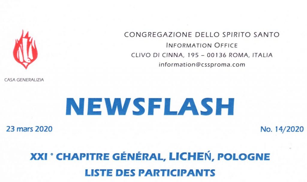 XXI ° Chapitre Général - Liste des Participants